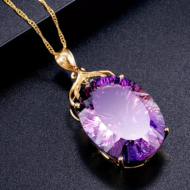 Luxury Amethyst Hollow Crown Pendant Necklace - Party Banquet Gift Ornaments