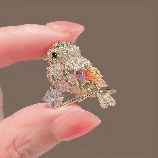 Iced Out Shiny Rhinestone Bird Brooch Pin - Personality Animal Theme Corsage