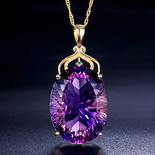 Luxury Amethyst Hollow Crown Pendant Necklace - Party Banquet Gift Ornaments
